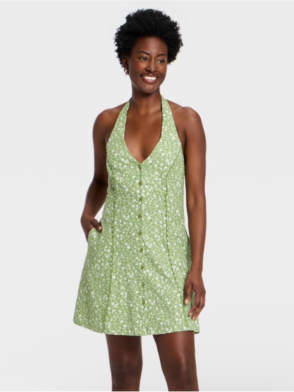 Women's Floral Mini Sundress - Universal Thread™ Green S